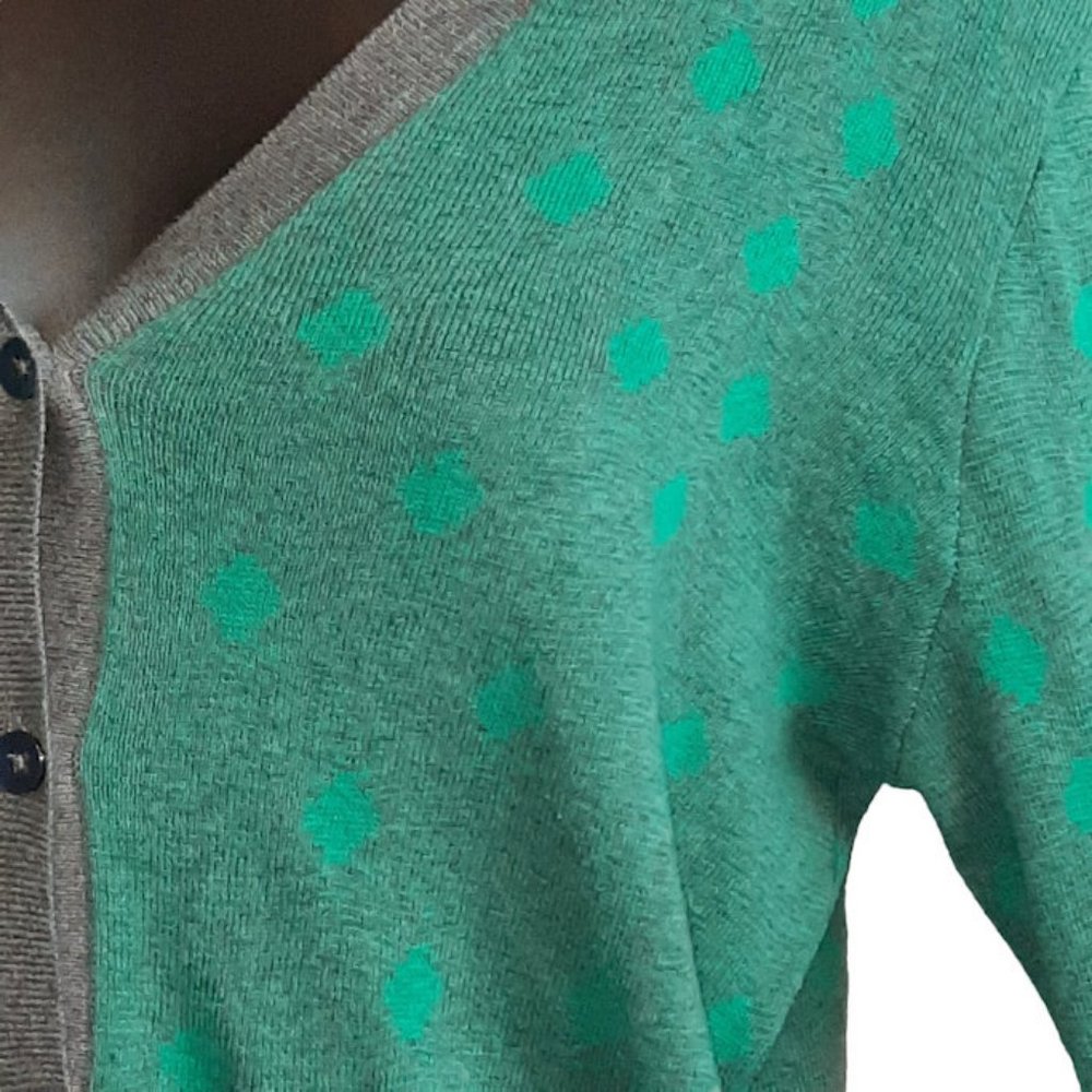 CAbi Women Small Green & Gray Button Down Knit Cardigan Sweater - Picture 3 of 5